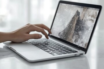 Poster - A person typing away on their laptop at a table