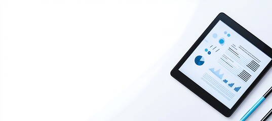 Poster -  A minimalist image of a digital tablet displaying a business strategy document
