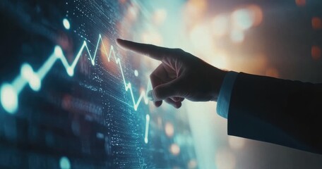 Poster - A skilled professional is analyzing complex digital financial charts on a futuristic interface, demonstrating strategic planning and goaloriented decisionmaking for optimal results