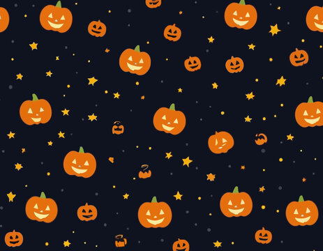 Happy Halloween poster banner night scene with halloween pumpkin smiley face and festive decoration for Trick or Treat Celebrations, Holiday Parties.