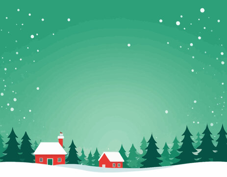 Christmas banner winter landscape green background and snow product display cylindrical shape