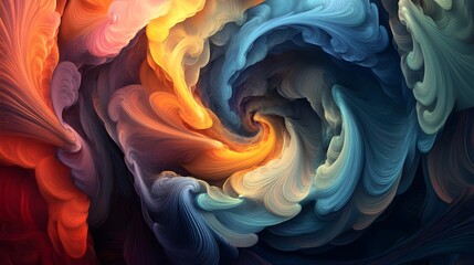 Wall Mural - Waves of colors and shapes presented in a vortex pattern