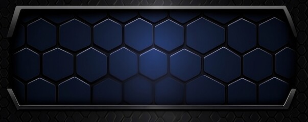 Poster - A hexagonal dark blue navy background with a texture placeholder, depicted as a 3D illustration and rendered as a backdrop.