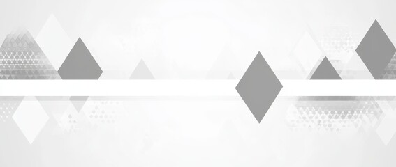 Poster - A modern abstract design on a white background, featuring layers of textured white transparent elements in triangle, diamond, and square shapes arranged in a random geometric pattern, overlayed with