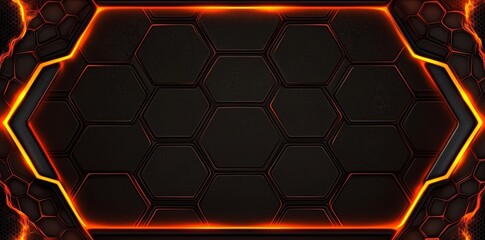 Poster - A hexagonal pattern with glowing lights set against an abstract background, generated by AI.