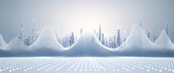 Poster - Digital background with an abstract design. Structure of network connections. Extensive data. Abstract wave of the future. Three-dimensional visuals.