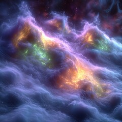 Wall Mural - vibrant abstract space nebula art with colorful galaxy clouds and mystical cosmic lights in deep uni