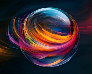 Poster - A vibrant, swirling orb of colors captures the essence of creativity and motion, providing an eye-catching visual element perfect for digital design projects.