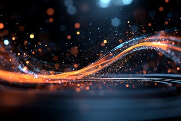 Poster - Dynamic wave of light and color creates a mesmerizing visual effect in an abstract setting
