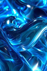 Poster - The vibrant and dynamic blue wave patterns produce a captivating abstract texture ideal for various artistic projects
