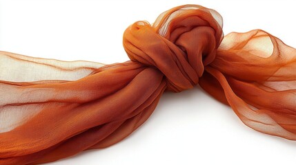 Poster - A beautifully tied terracotta-colored muslin blanket displays its soft, flowing texture, adding warmth and style. Ideal for creating inviting spaces or cozy moments in various settings