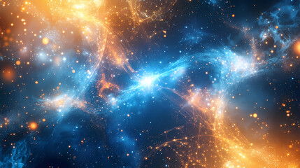 Wall Mural - abstract background banner, slide for ai, data science and nano technology. deep space, nature, mult