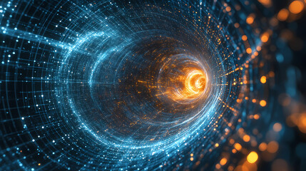 Wall Mural - abstract background banner, slide for ai, data science and nano technology. deep space, nature, mult