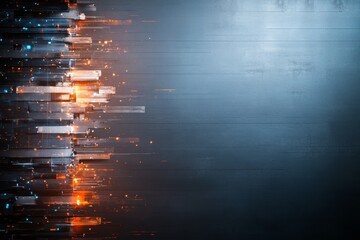 Poster - A digital abstract composition showcasing dynamic lines and sparks emerging from a dark backdrop, illustrating technological advancement and futuristic ideas.