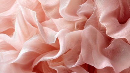 Poster - A cascade of pale pink tulle ruffles creates a whimsical texture that appears to dance in the light. The soft layers evoke a sense of elegance and charm, inviting touch and admiration