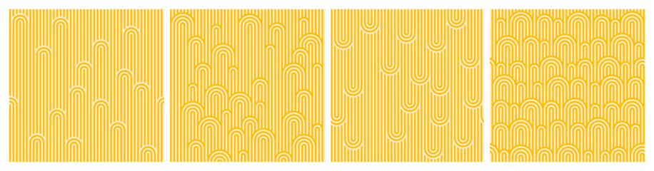 Poster - Yellow Pasta Seamless Pattern. Ramen Vector Background. Italian Spaghetti Abstract Texture. Linear Geometric Asian Noodle Illustration. Food Package Graphic Design