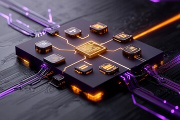 Poster - A 3D-rendered infographic showing the process of creating and exporting an EPS file, with glowing design elements