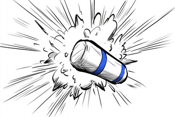 Aufkleber - A stylized outline of an eraser cleaning up a mistake, with dynamic lines representing motion and precision