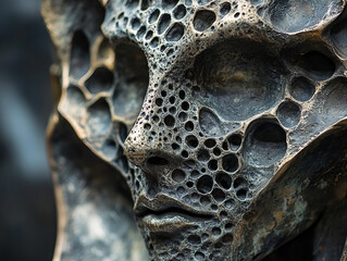 Poster - Intricate details of metal sculpture showcasing unique textures and patterns