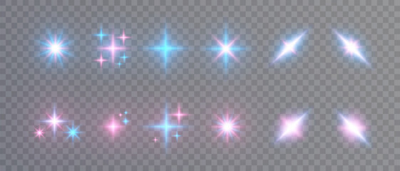 Poster - Light unforgettable effect of Christmas glow, glitter of Christmas star. Light effect isolated on transparent background.