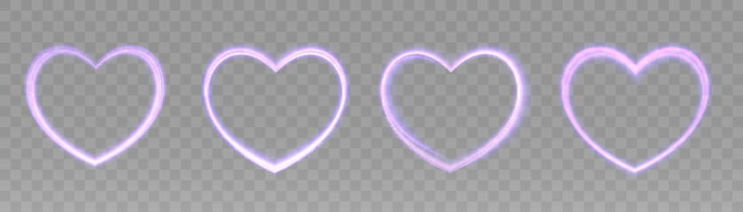 Poster - Glowing Bright Heart. Shiny Purple Heart Shape With Bokeh Glitter. Valentine's Day Design Element