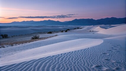 Wall Mural - the warm hues of a breathtaking sunset paint the sky above the rippling white gypsum dunes of white 