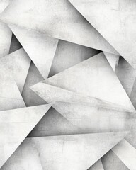Poster - Abstract geometric design featuring sharp, layered white and gray triangular shapes creating depth and texture.