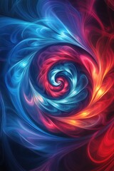 Poster - A mesmerizing swirl of vibrant blue, red, and orange hues creating a spiral design, evoking a sense of depth and energy.