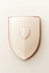 Poster - Stylized beige shield emblem, showcasing a sleek and modern design with a minimalist aesthetic.