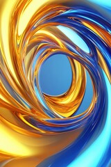 Poster - Vibrant swirling blue and gold abstract design, creating a sense of movement and depth.