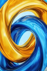 Poster - Abstract swirl of blue and gold, creating a vibrant and dynamic visual effect.