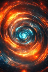 Wall Mural - A mesmerizing swirl of vibrant orange and blue light in a cosmic spiral, evoking a sense of wonder and beauty.