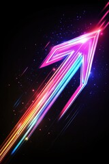 Poster - a vibrant, glowing arrow in neon colors, symbolizing progress and direction against a dark backgroun