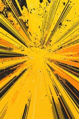 Poster - Vibrant abstract explosion of yellow and orange with dynamic black streaks, creating an energetic and bold visual.