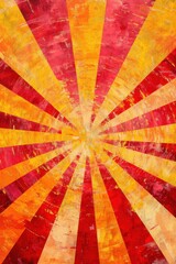 Poster - A vibrant abstract background with concentric red and yellow rays creating an energetic and warm atmosphere.