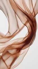 Poster - Translucent fabric swirls gracefully, revealing soft hues of brown and beige. Its flow captures light beautifully, evoking a sense of calm and elegance in an artistic environment