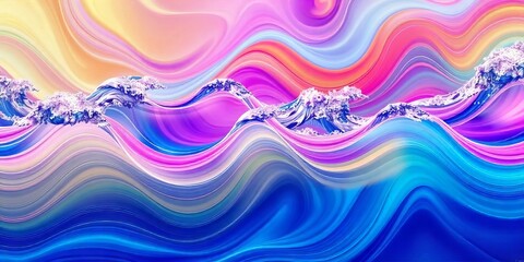 Wall Mural - Vibrant Abstract Wave Pattern with Pastel Colors