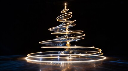 Wall Mural - Christmas tree crafted entirely from glowing neon lines