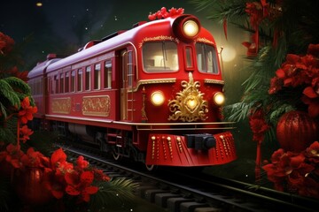 Canvas Print - Chinese New Year style of Train train vehicle railway.