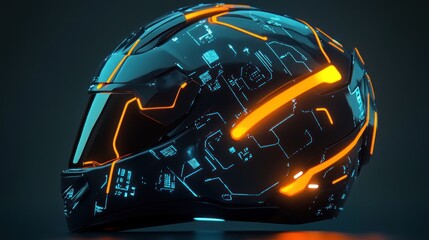 Poster - Futuristic helmet with glowing circuit patterns
