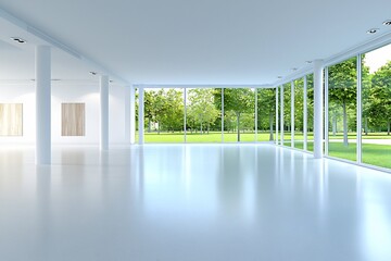 Canvas Print - Vacant and Minimalist Open Concept Home Interior with Natural Lighting and Tranquil Atmosphere