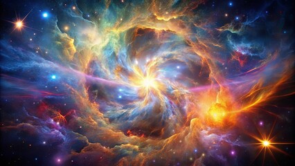 Wall Mural - a cosmic tapestry of swirling nebulae and iridescent stardust, illuminating the infinite depths of t
