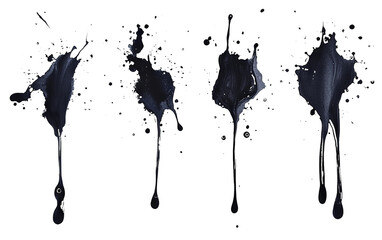 Wall Mural - Black Paint Splashes on Transparent Background