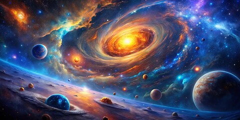 Wall Mural - celestial tapestry of cosmic wonders a vibrant symphony of colors and celestial bodies dances amidst