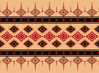 Geometric ethnic oriental seamless pattern traditional Design for background,carpet,wallpaper.clothing,wrapping,Batik fabric,Vector illustration.embroidery style - Sadu, sadou, sadow or sado