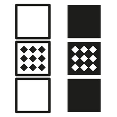 Wall Mural - Square pattern icons. Geometric grid symbols. Black and white design. Minimalist vector shapes.