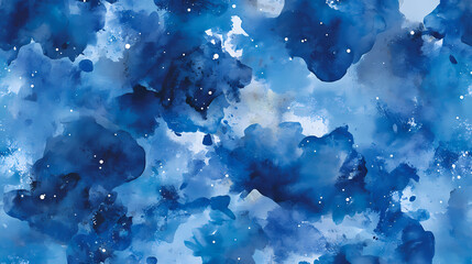 Wall Mural - blue watercolor seamless pattern. hand painted abstract background. night starry sky. universe. cosm