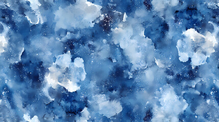 Wall Mural - blue watercolor seamless pattern. hand painted abstract background. night starry sky. universe. cosm