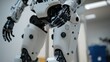 © Morto - A detailed shot of the modular limbs and customizable features of a humanoid service robot in a robotics development center, Robotics style, photo of
