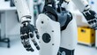© Morto - A detailed shot of the modular limbs and customizable features of a humanoid service robot in a robotics development center, Robotics style, photo of